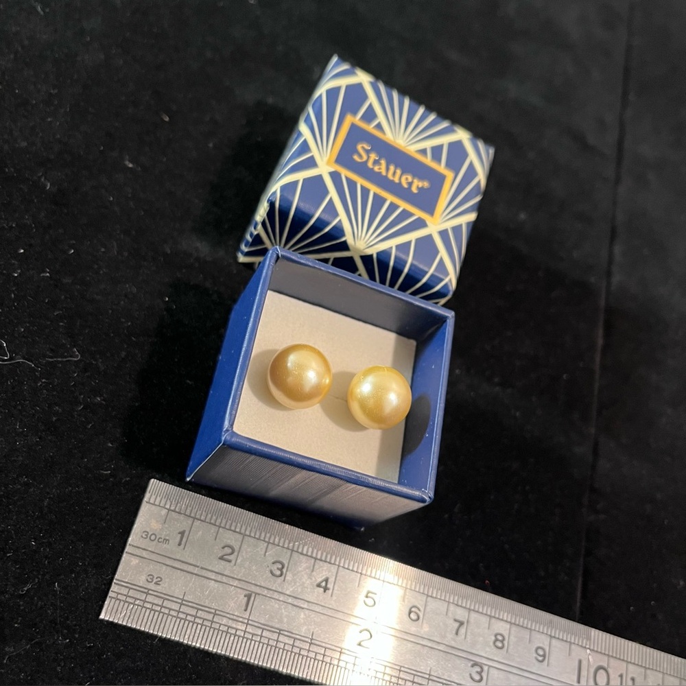 Stauer Golden Pearl  Earrings 12mm